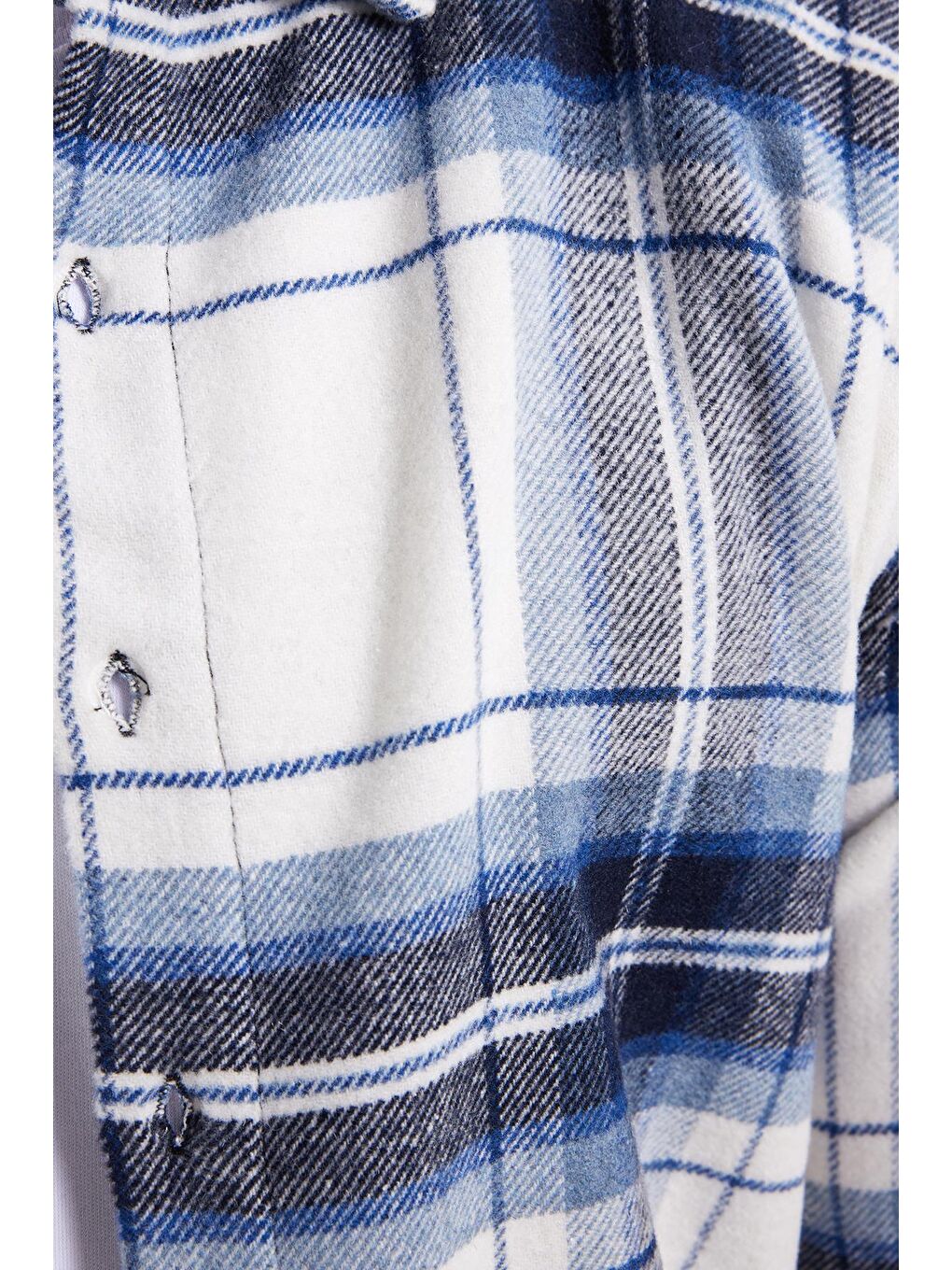 Mavi Erkek Slim Fit Dar Kesim Kareli Kışlık Oduncu Gömlek-4