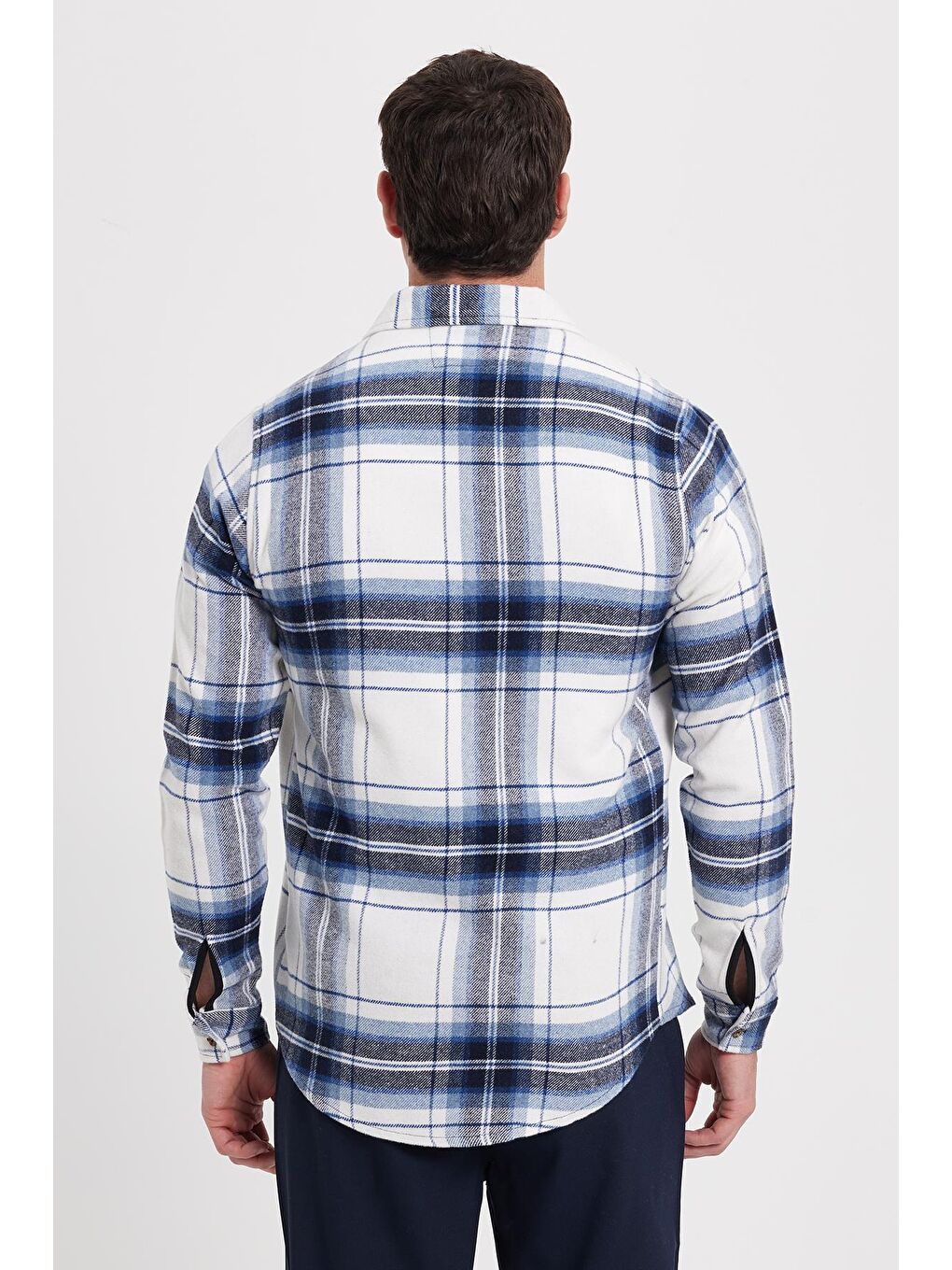 Mavi Erkek Slim Fit Dar Kesim Kareli Kışlık Oduncu Gömlek-5