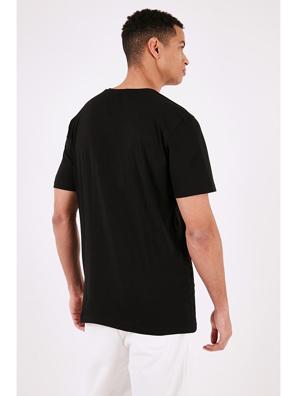 Buratti Siyah % 100 Pamuk Bisiklet Yaka Regular Fit T Shirt 5902757 - 4