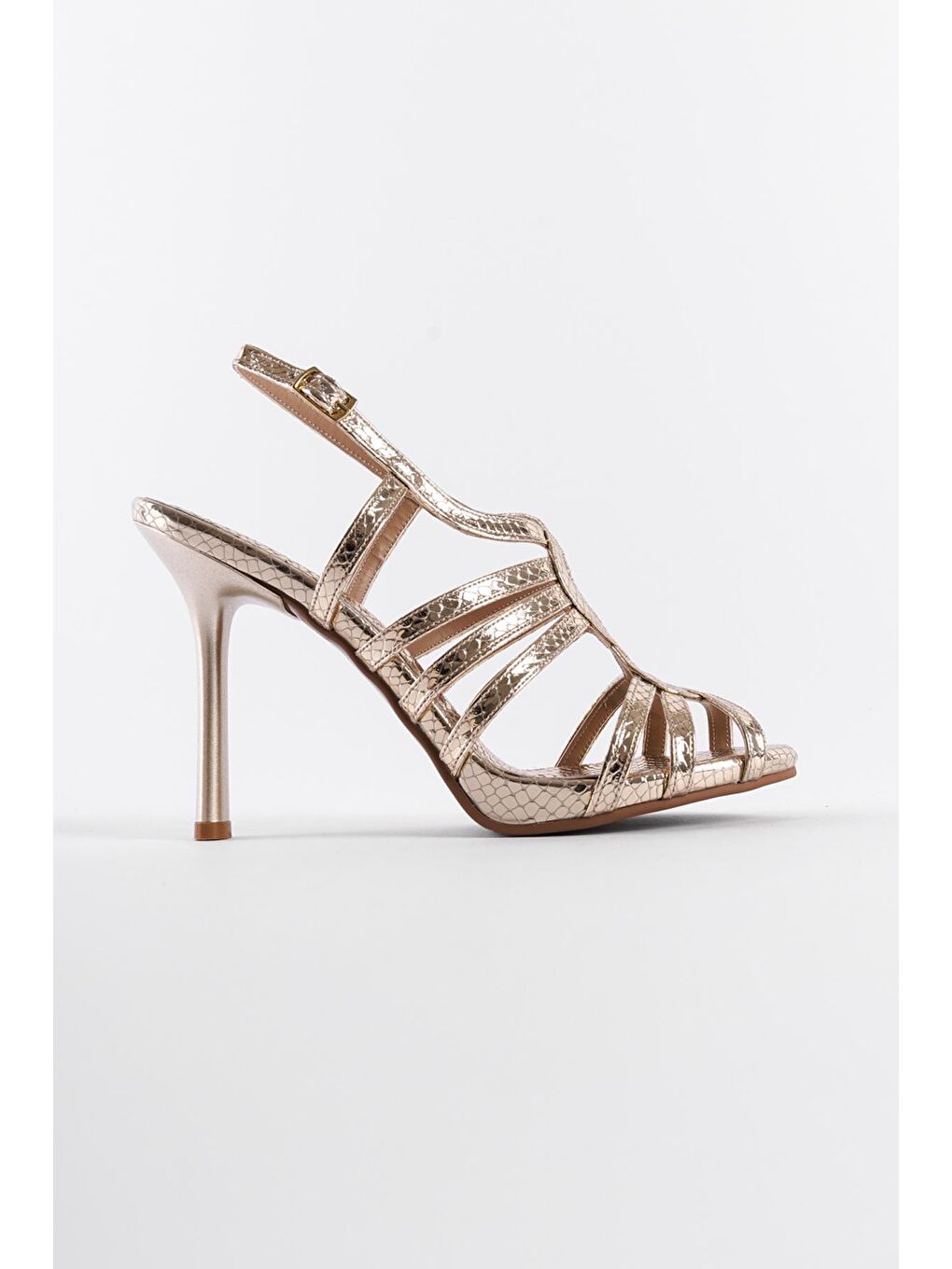 Sarı Desenli Kadın Topuklu Ayakkabı-1