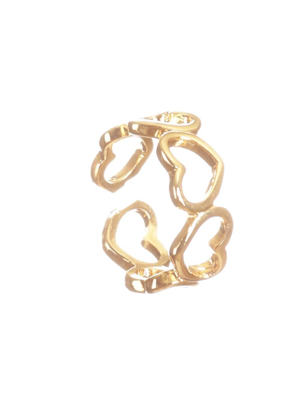 Sarı Kadın Altın Renk Lak Kaplama Ayarlanabilir Dolama Model Kalp Yüzük