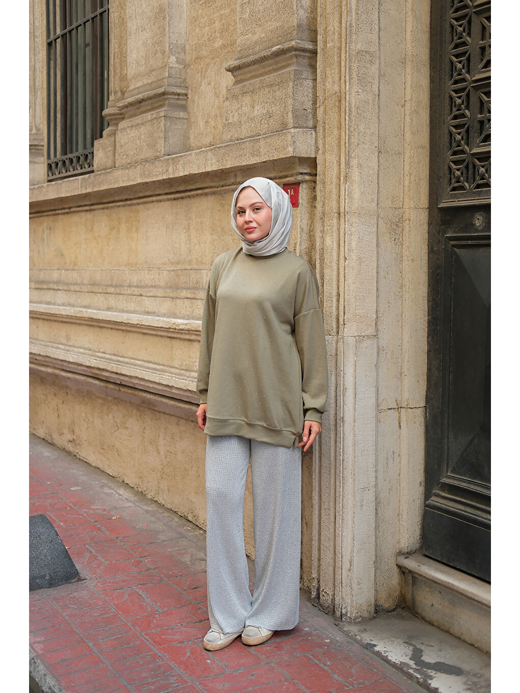 Kadın Taş Detay Tunik Fıstık Yeşil-2