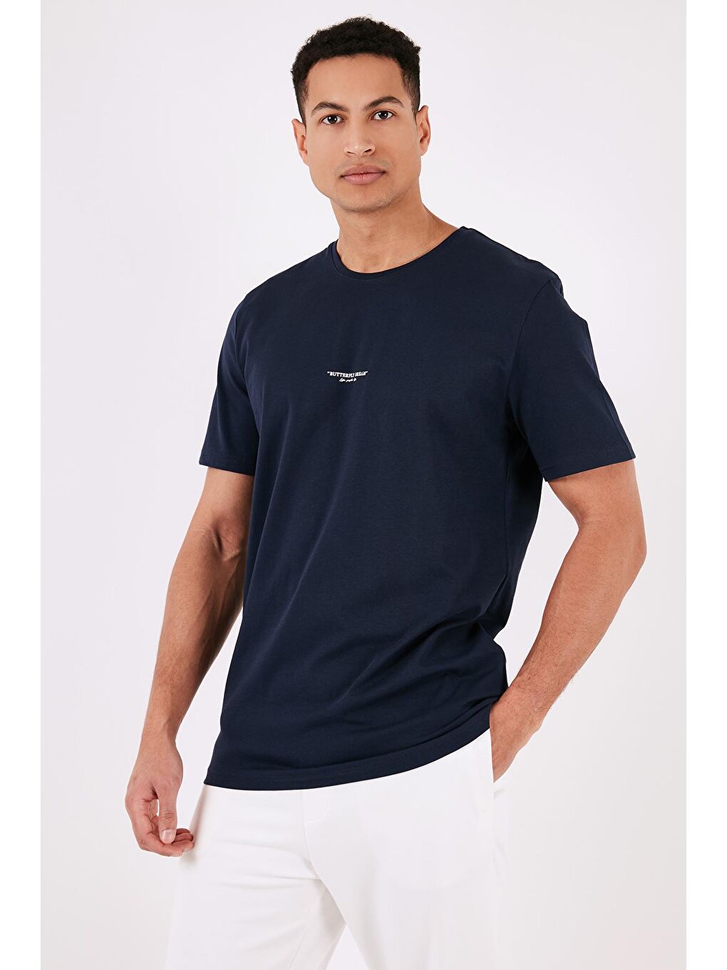 Buratti İndigo % 100 Pamuk Bisiklet Yaka Regular Fit T Shirt 5902757 - 2