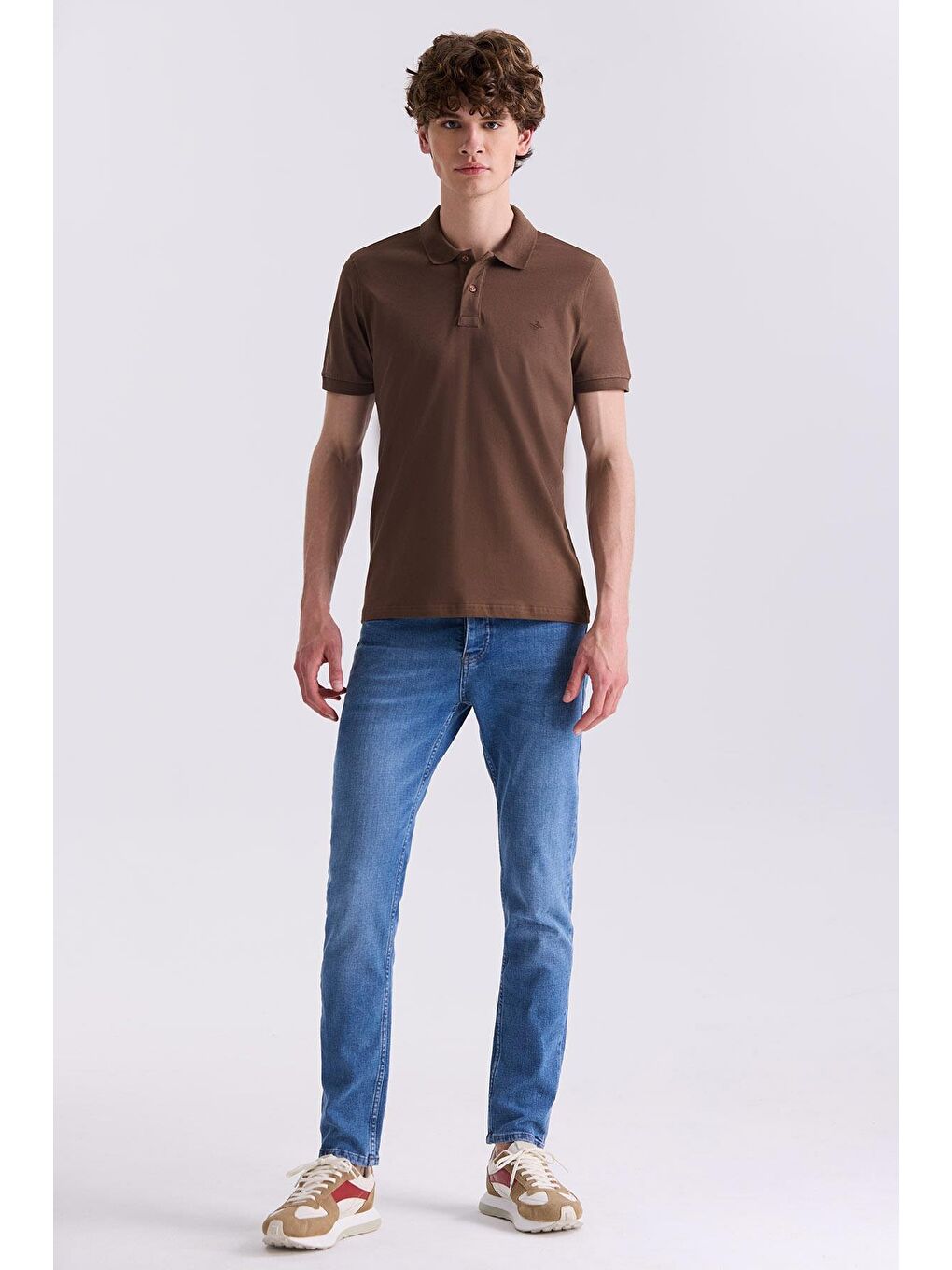 Kahverengi Taba Slim Fit Polo Yaka T-Shirt-1