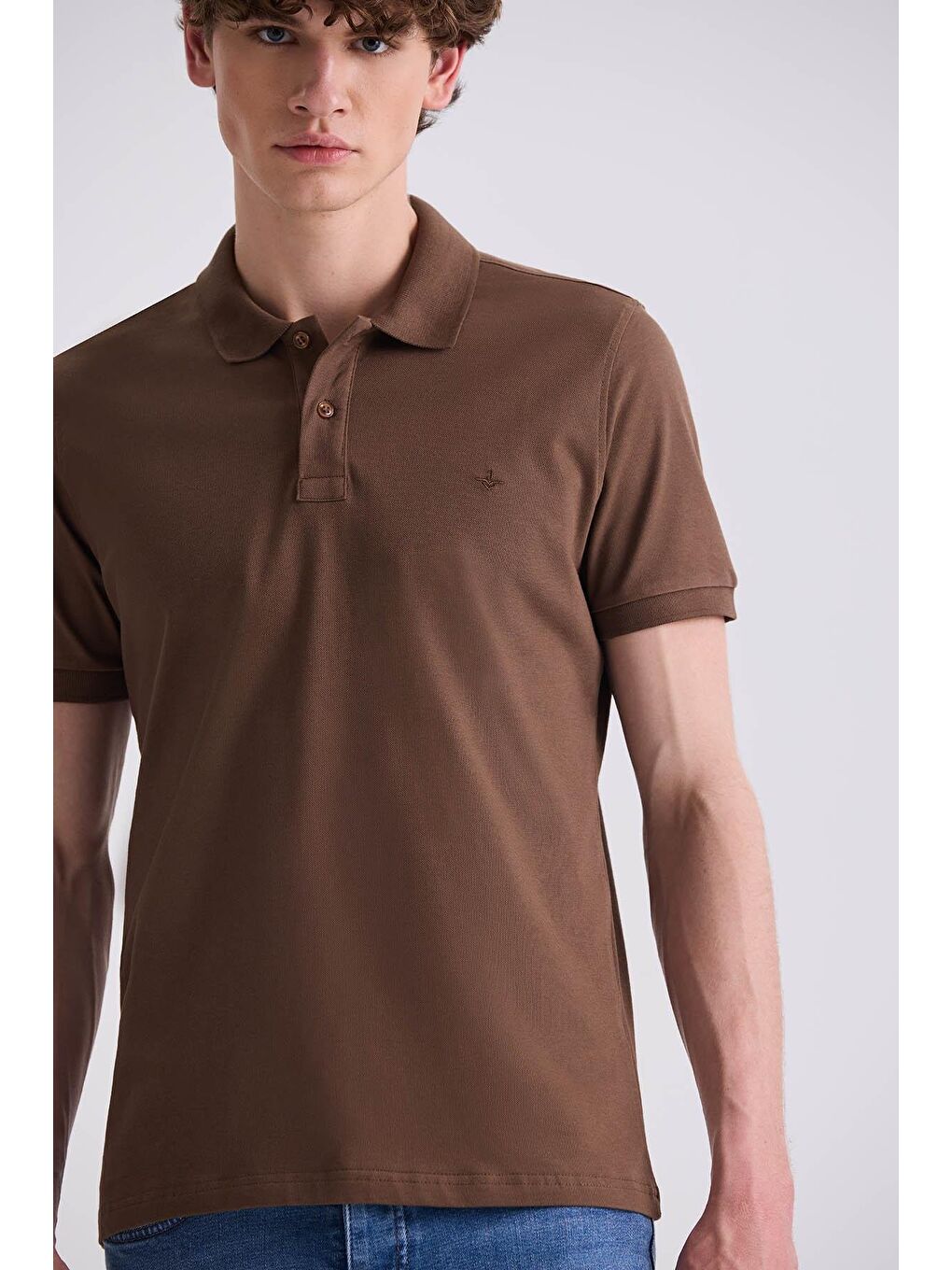 Kahverengi Taba Slim Fit Polo Yaka T-Shirt-2