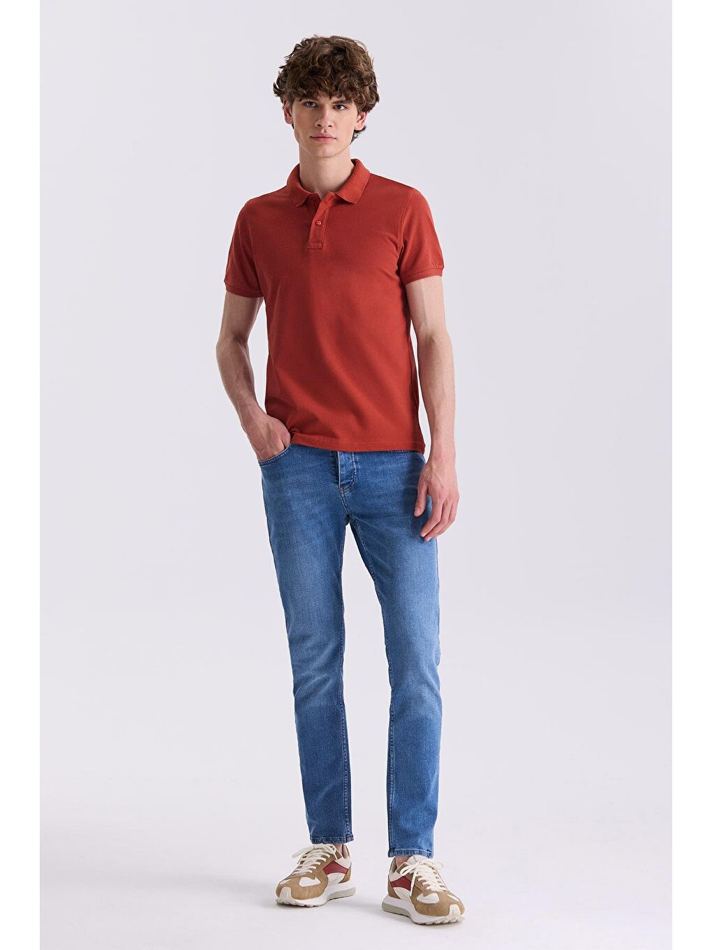 Kahverengi Tarcın Slim Fit Polo Yaka T-Shirt-1