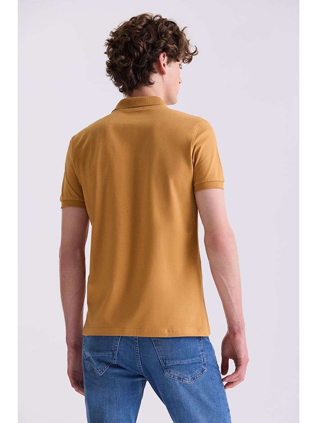 Sarı Hardal Slim Fit Polo Yaka T-Shirt-3