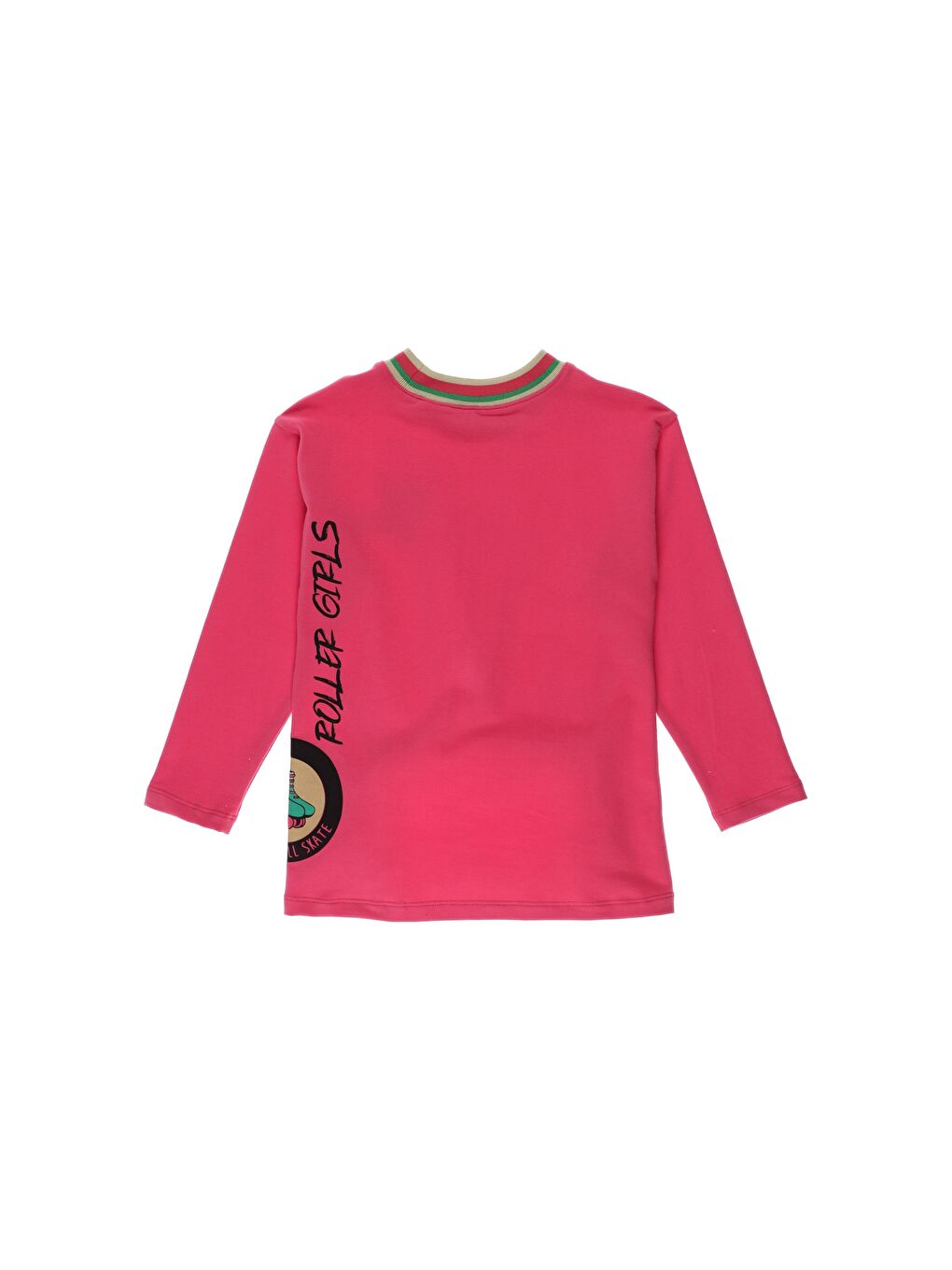 Fuşya Kız Çocuk Önü Büzgü Detaylı Baskılı Sweatshirt-1