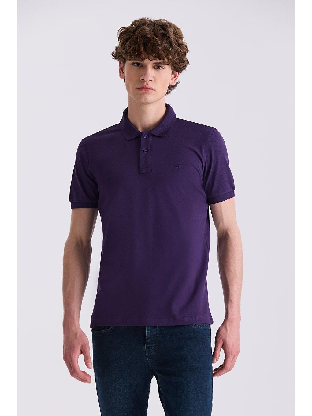 Mor Slim Fit Polo Yaka T-Shirt