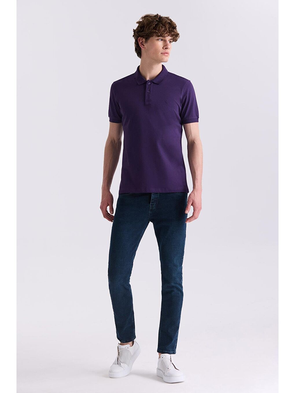 Mor Slim Fit Polo Yaka T-Shirt-1