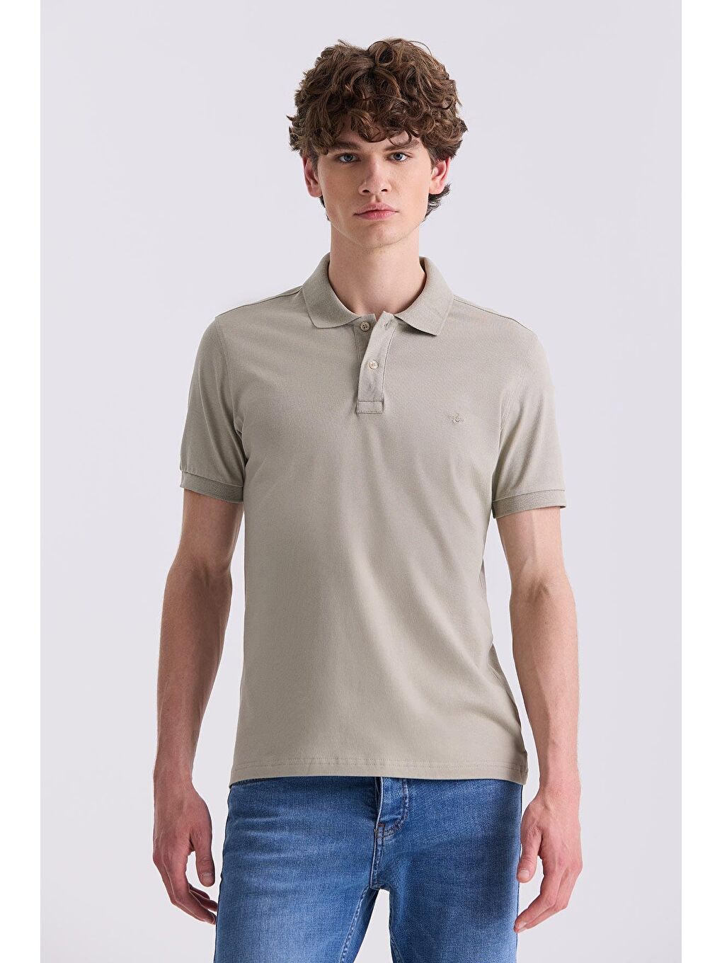 Yeşil Cağla Slim Fit Polo Yaka T-Shirt