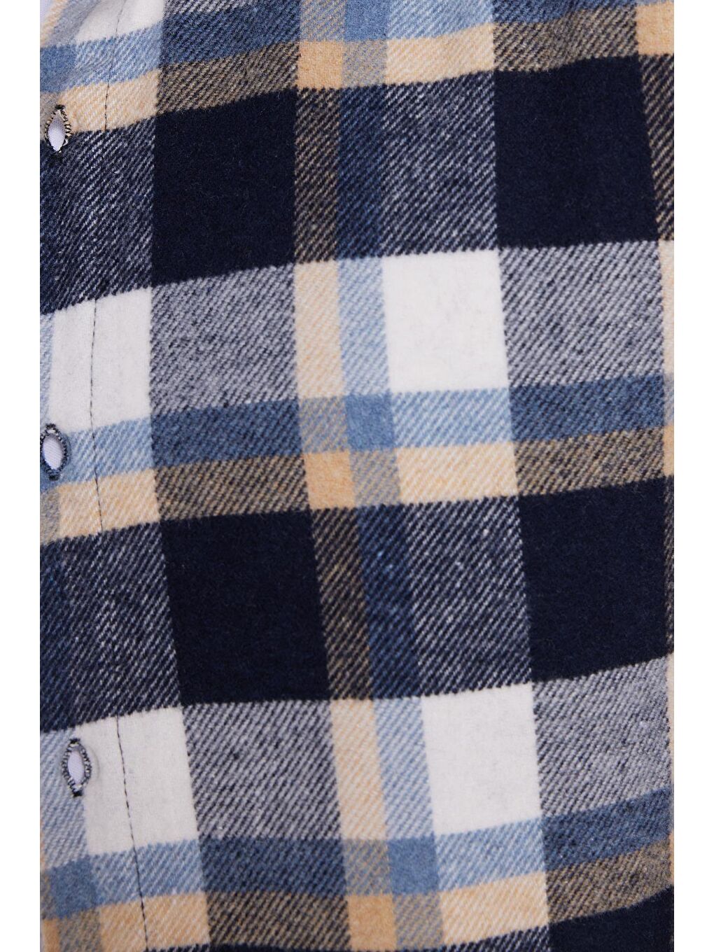 Lacivert Erkek Slim Fit Dar Kesim Kareli Kışlık Oduncu Gömlek-4