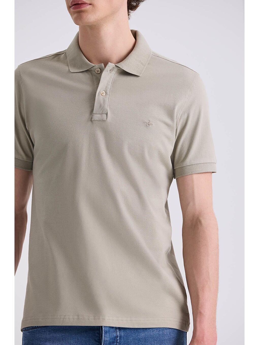 Yeşil Cağla Slim Fit Polo Yaka T-Shirt-2