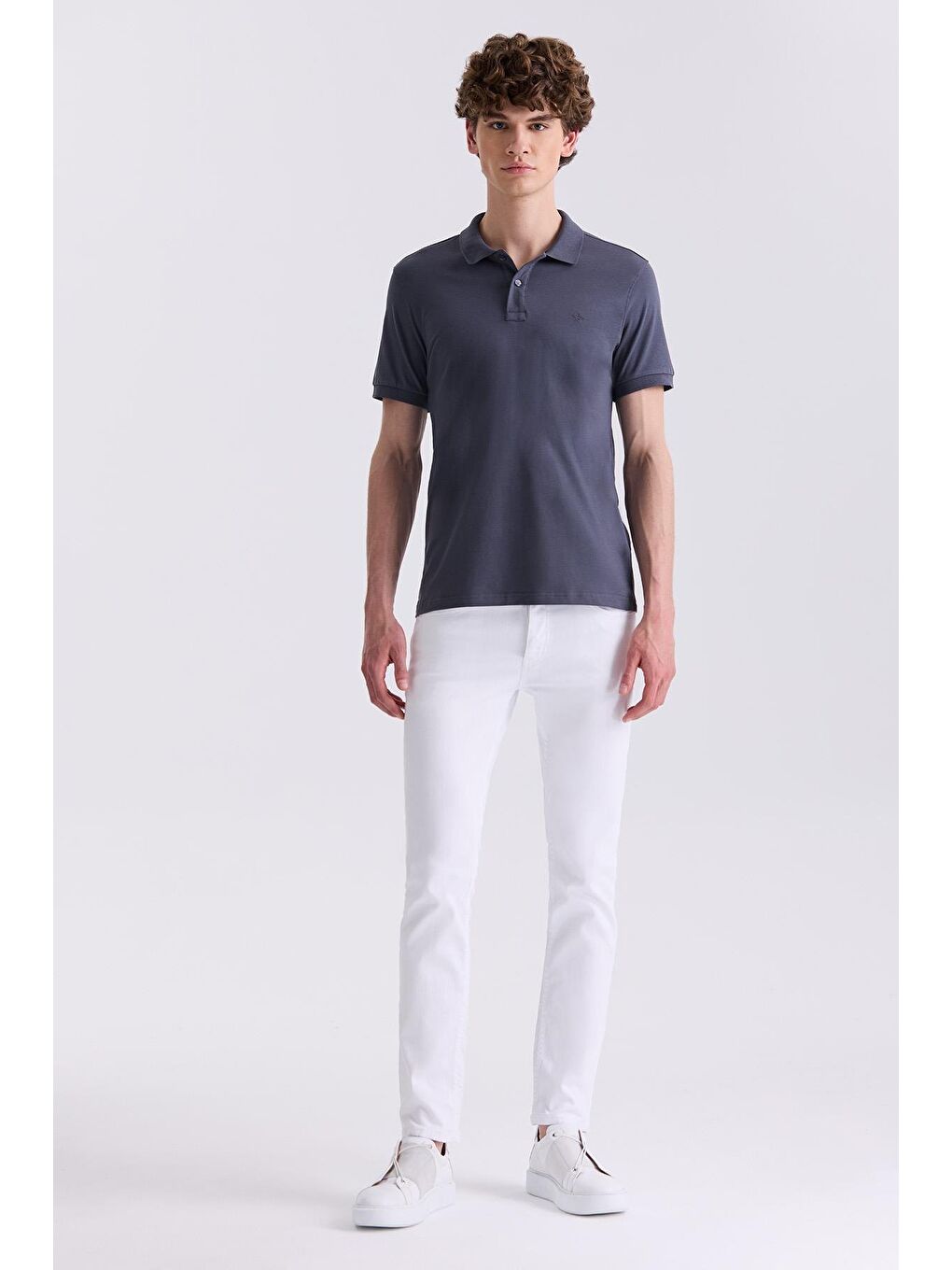 Antrasit Antrasıt Slim Fit Polo Yaka T-Shirt-1