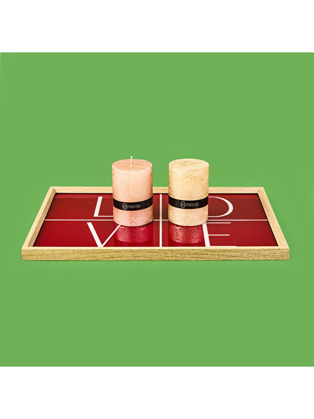 Deco Love Desenli Dekoratif Tepsi - Kırmızı - 28,5x41 cm-1