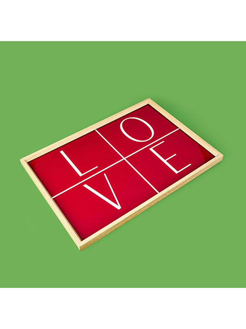 Deco Love Desenli Dekoratif Tepsi - Kırmızı - 28,5x41 cm-2