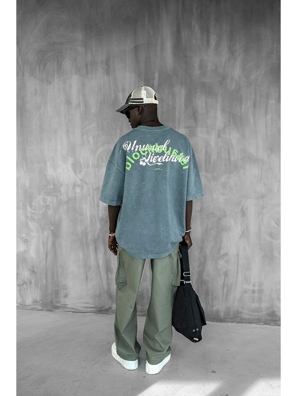 Erkek Kargo Cepli Esnek Baggy Pantolon Yeşil-4