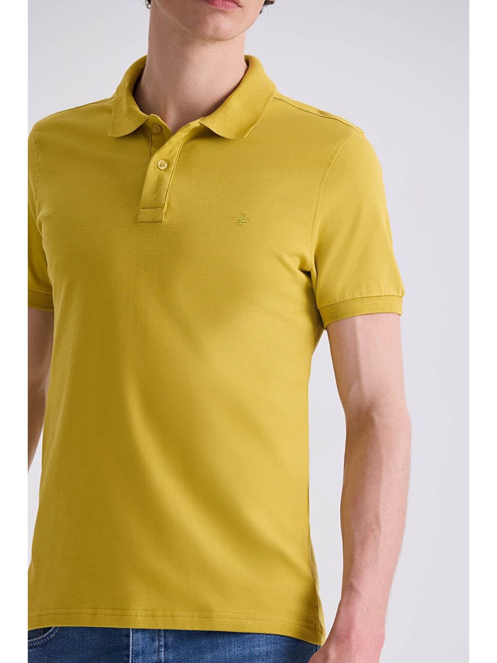 Koyu Sarı Slim Fit Polo Yaka T-Shirt-2