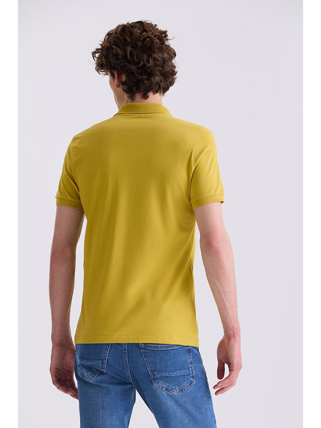 Koyu Sarı Slim Fit Polo Yaka T-Shirt-3