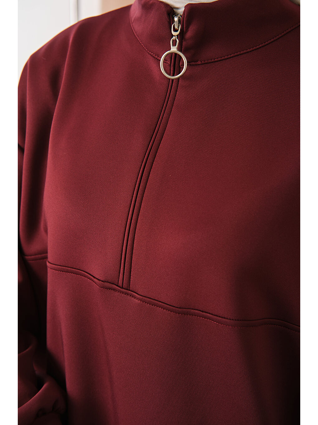 Kadın Yarım Fermuarlı Takım Bordo-4