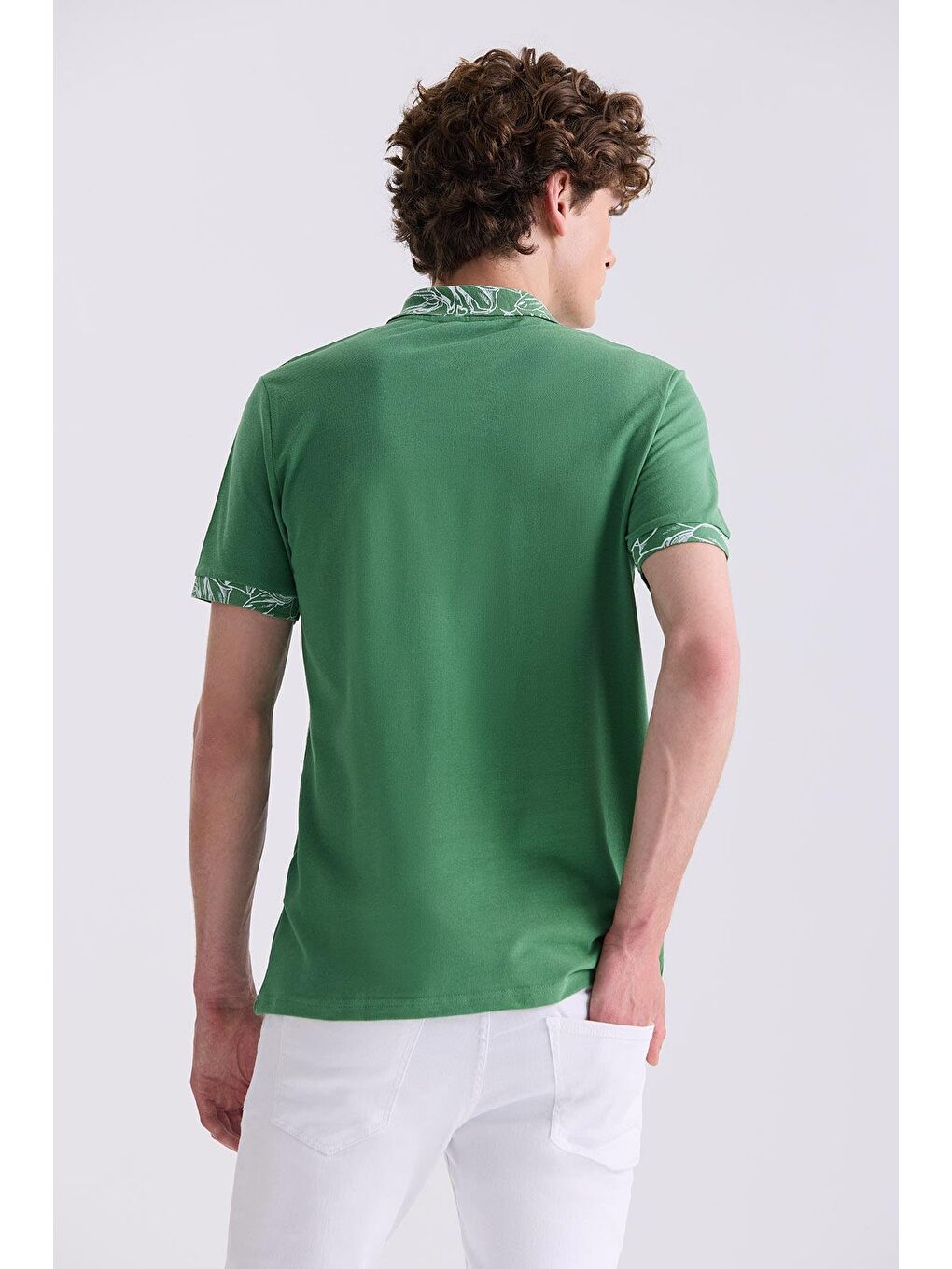 Yeşil Slim Fit Baskılı Polo Yaka T-Shirt-3