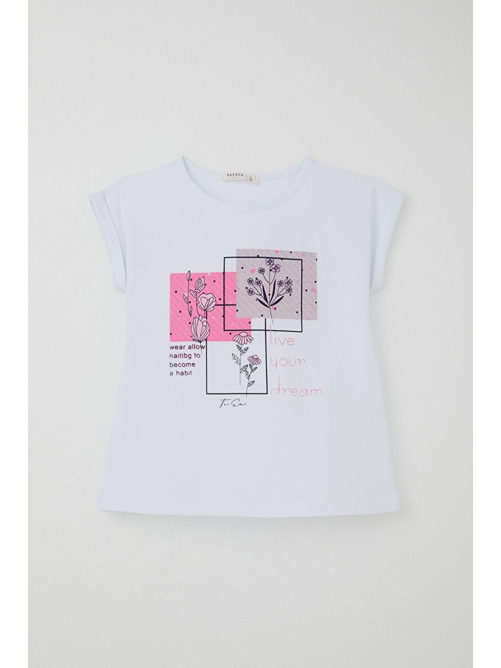 Kız Çocuk Kaprili Takım Çiçek Baskılı Yırtmaçlı Beyaz (6-12 Yaş)-1