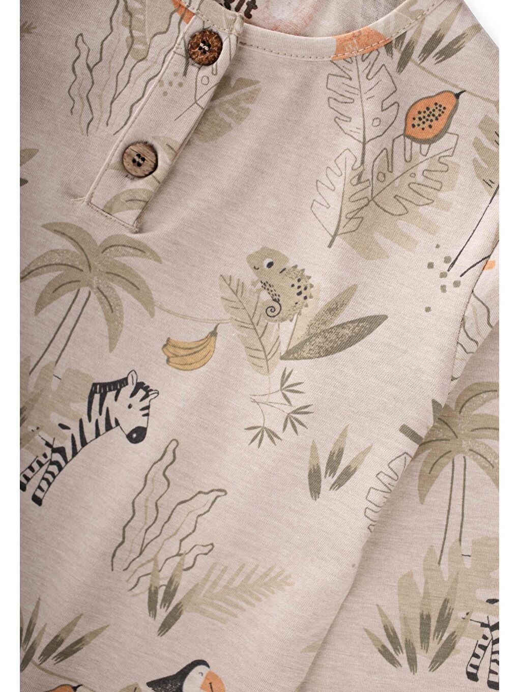 Animal Desenli Pijama Takım 1-5 Yaş Bej-3