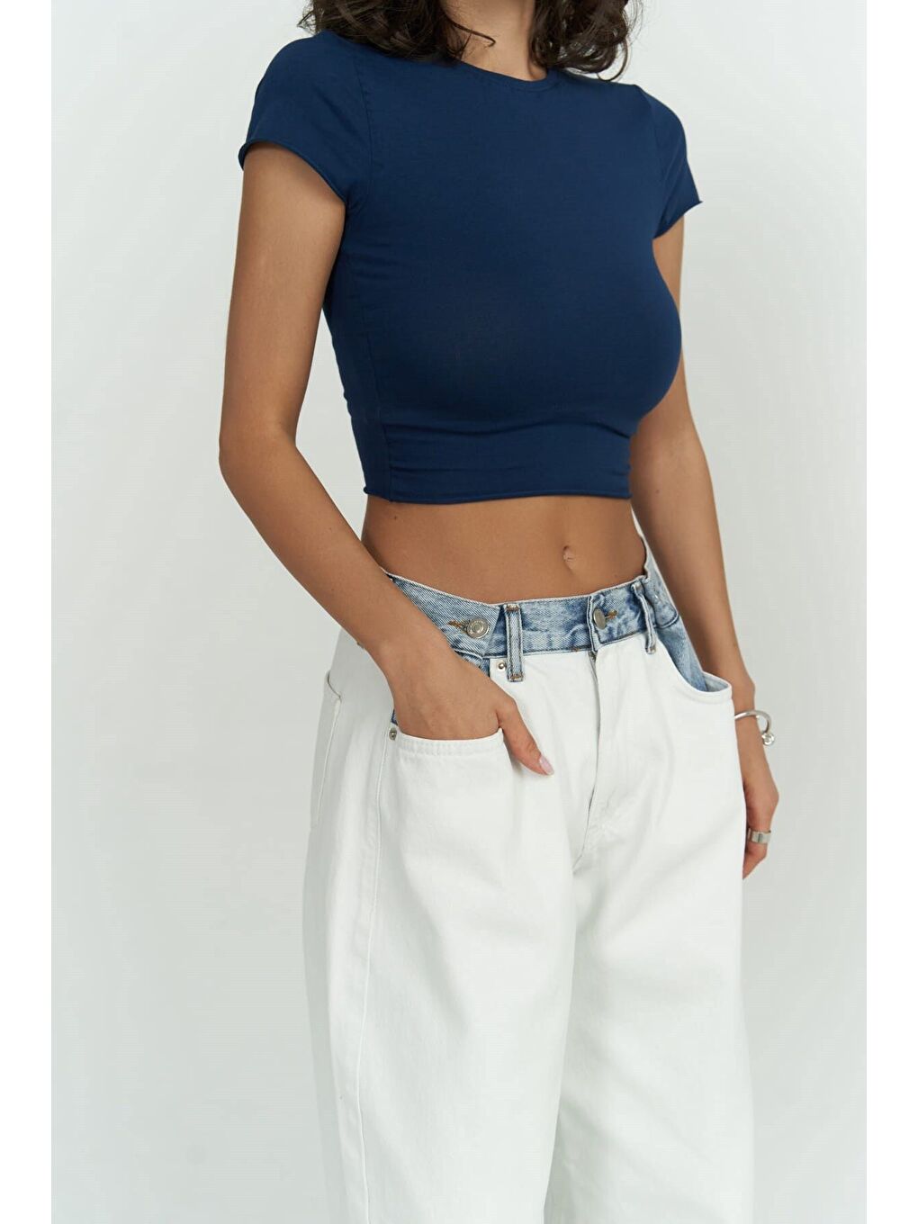 İndigo Toppin Indigo Penye Crop-5