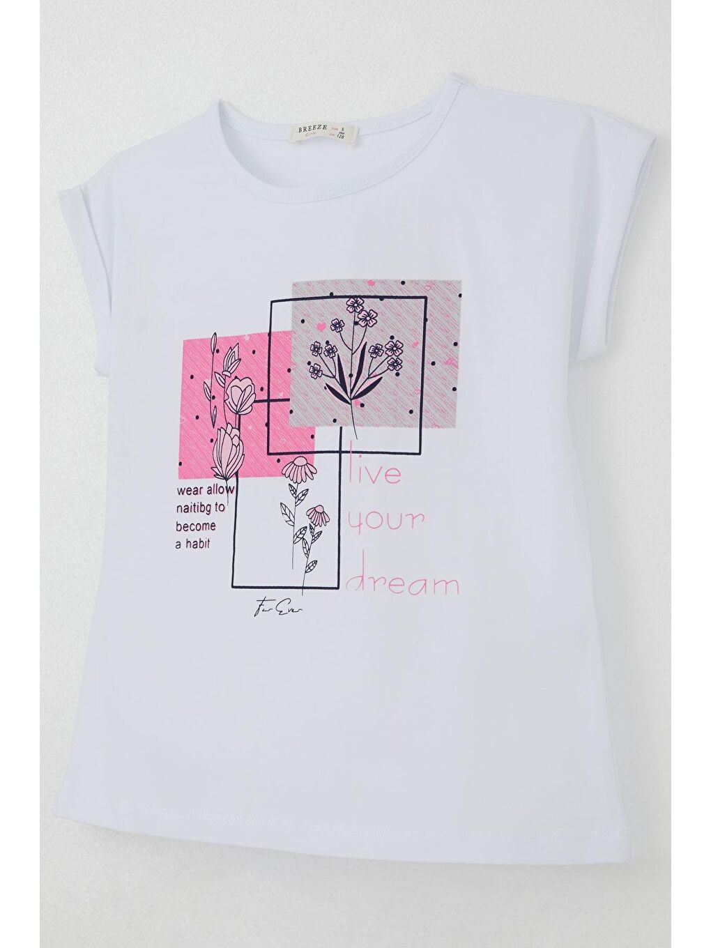 Kız Çocuk Kaprili Takım Çiçek Baskılı Yırtmaçlı Beyaz (6-12 Yaş)-5