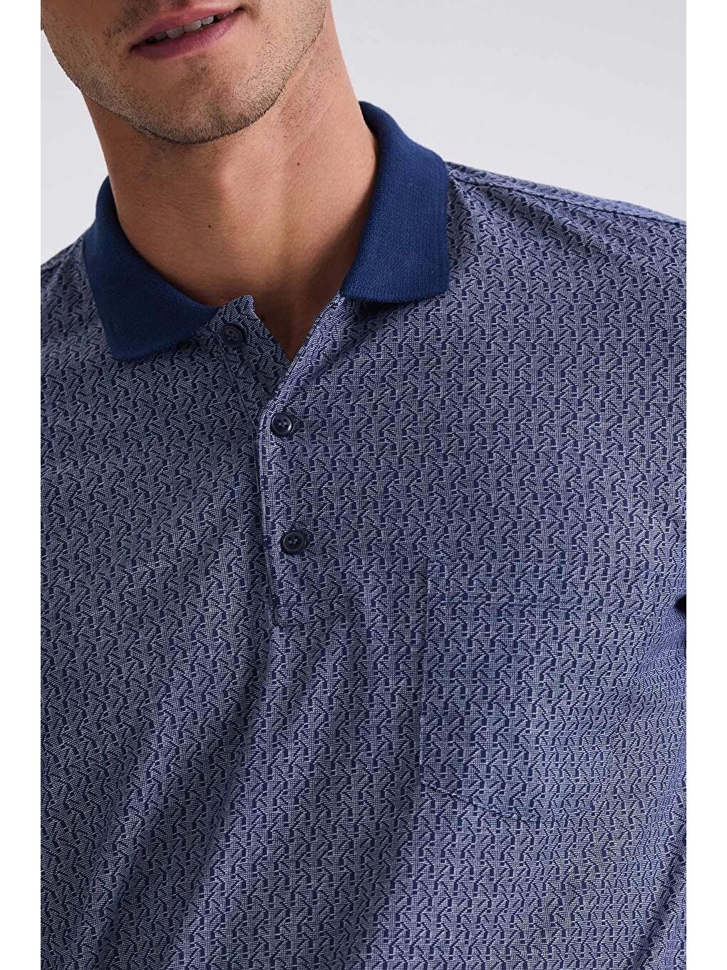 Lacivert Classic Fit Cepli Desenli Polo Yaka T-Shirt-2