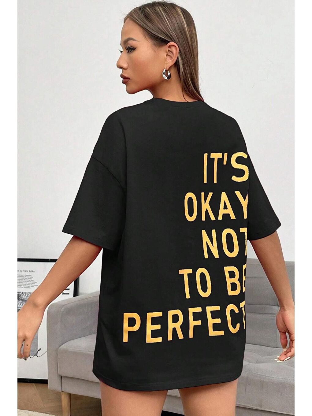 uyguntarz Siyah Unisex It's Okay Baskılı Tasarım Tshirt