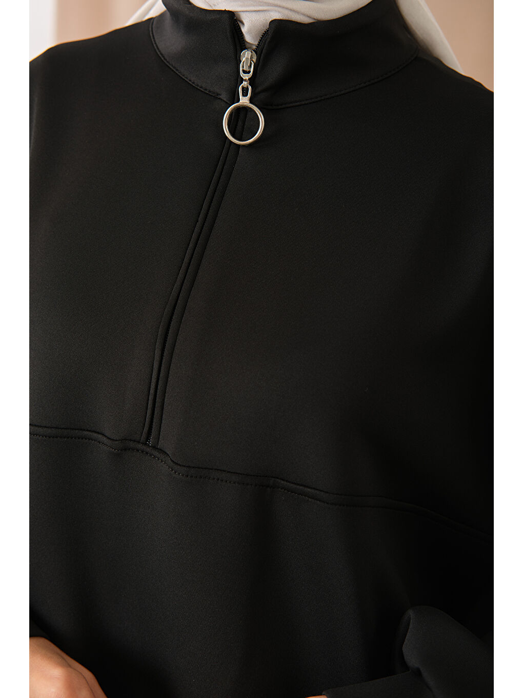 Kadın Yarım Fermuarlı Takım Siyah-4