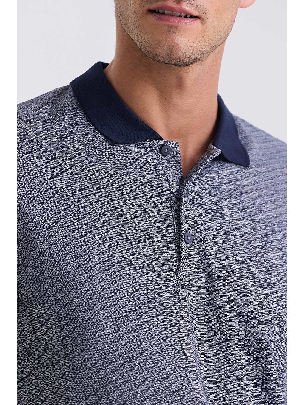 Lacivert Regular Fit Desenli Polo Yaka T-Shirt-2