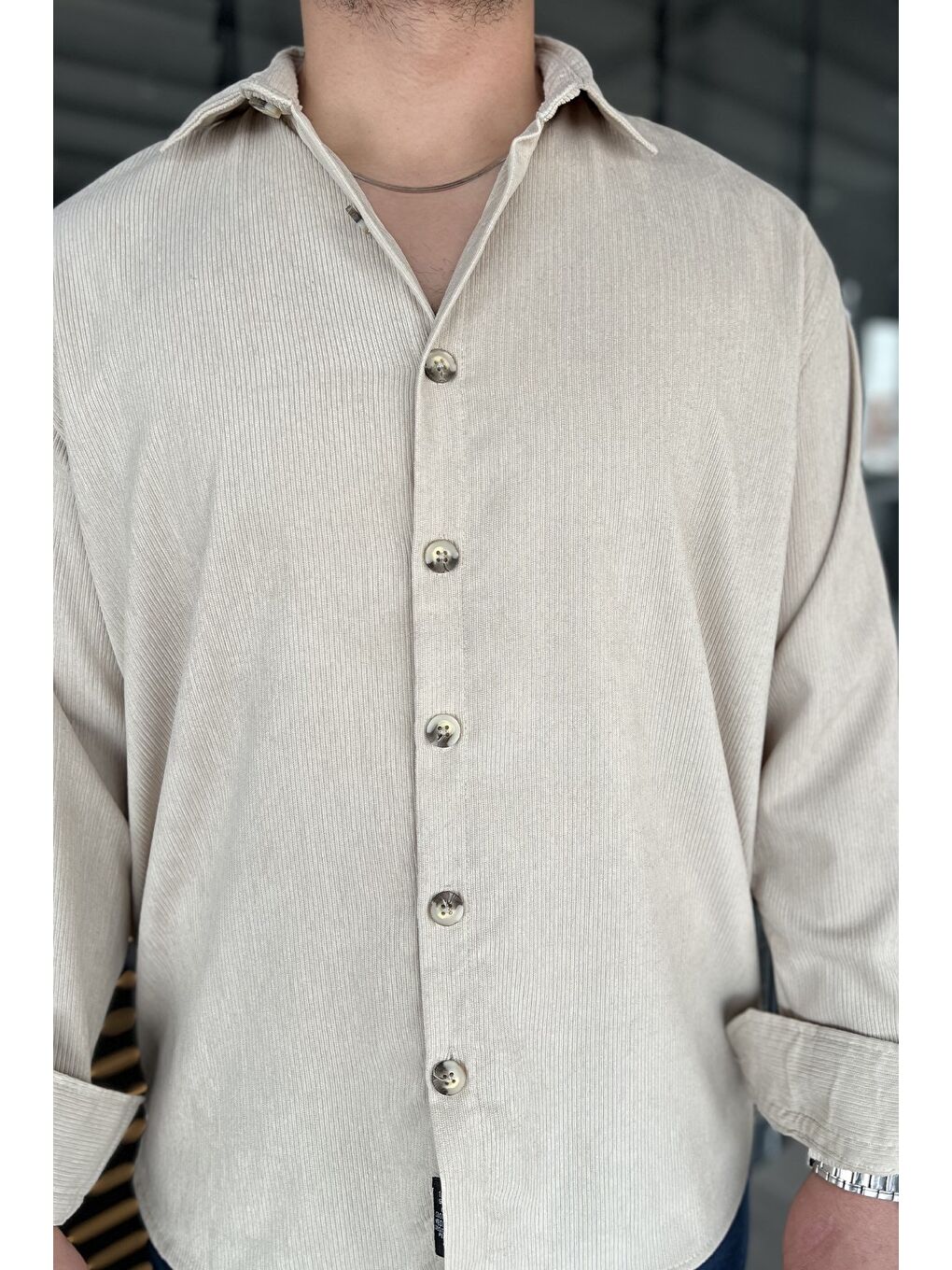 Bej Erkek Uzun Kol Gömlek-2