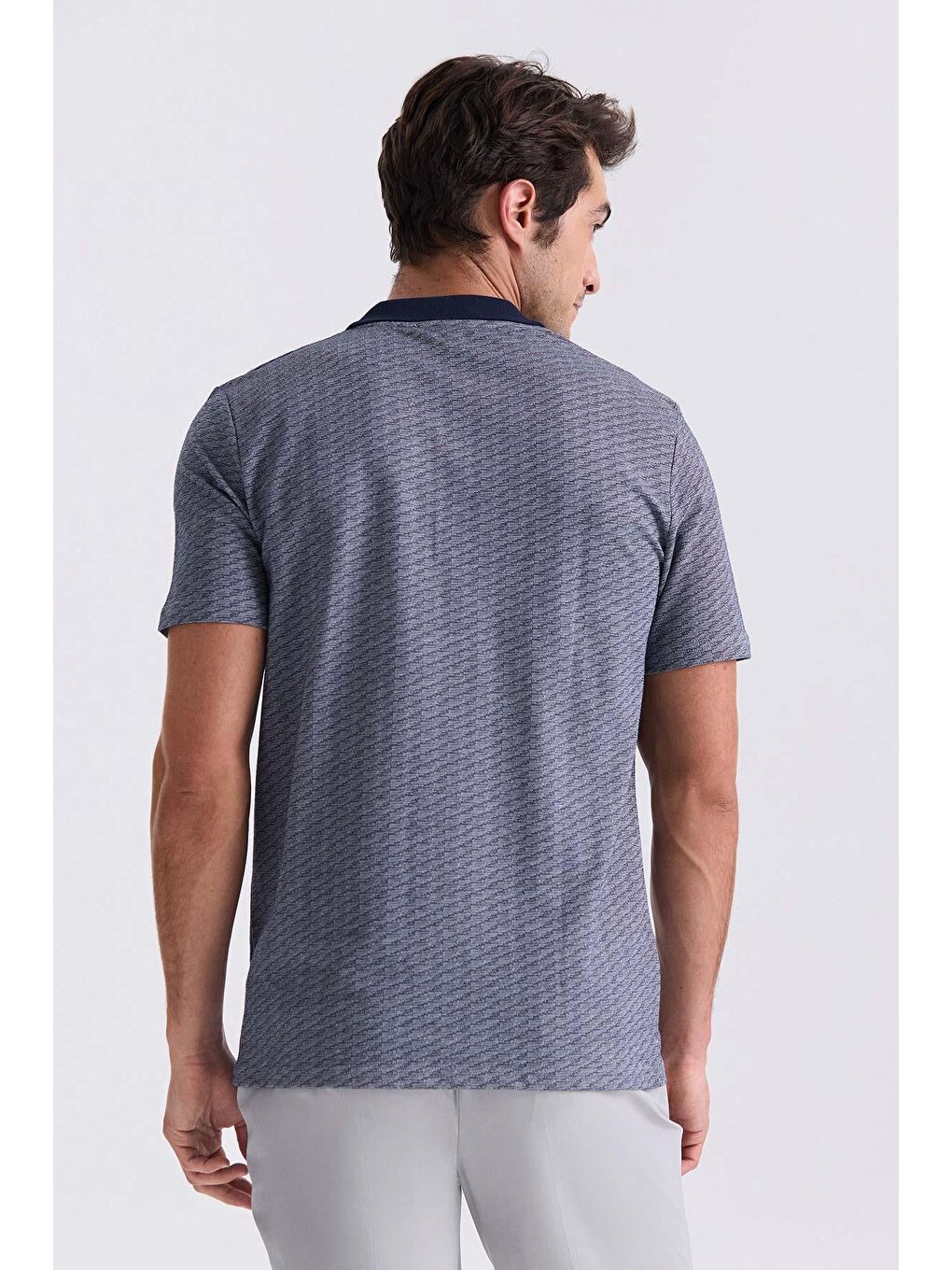 Lacivert Regular Fit Desenli Polo Yaka T-Shirt-3