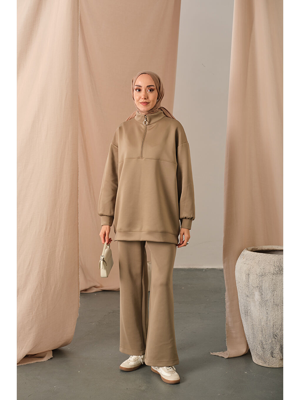 Kadın Yarım Fermuarlı Takım Yeşil-3