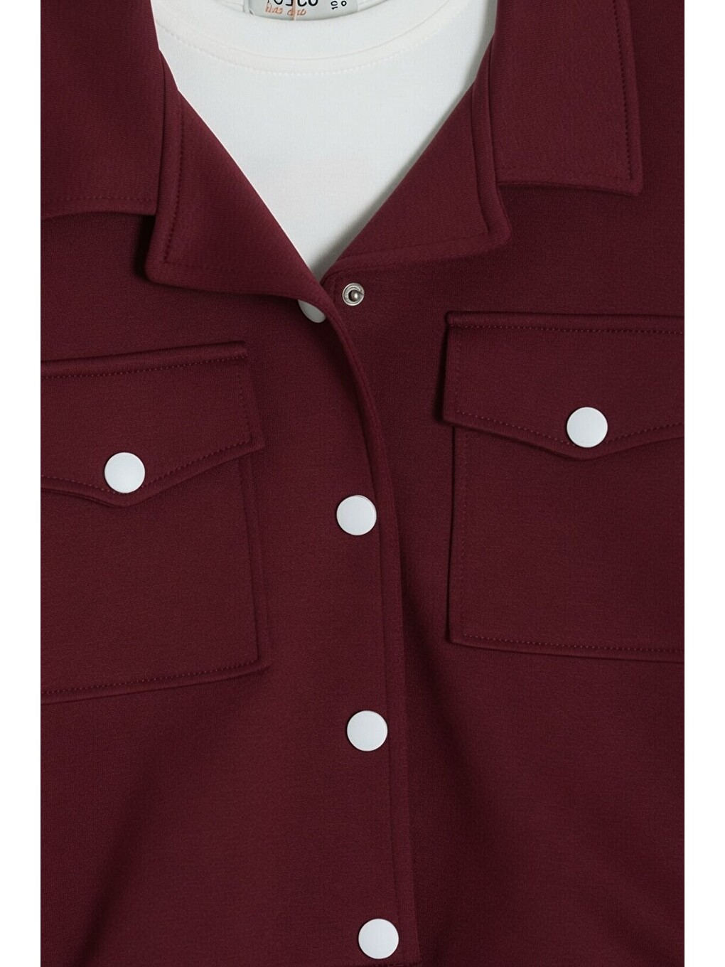 Bordo Kız Çocuk Kısa Kol Ceketli Badili Bol Paça Pantolonlu 3lü Alt Üst Takım 24771-4