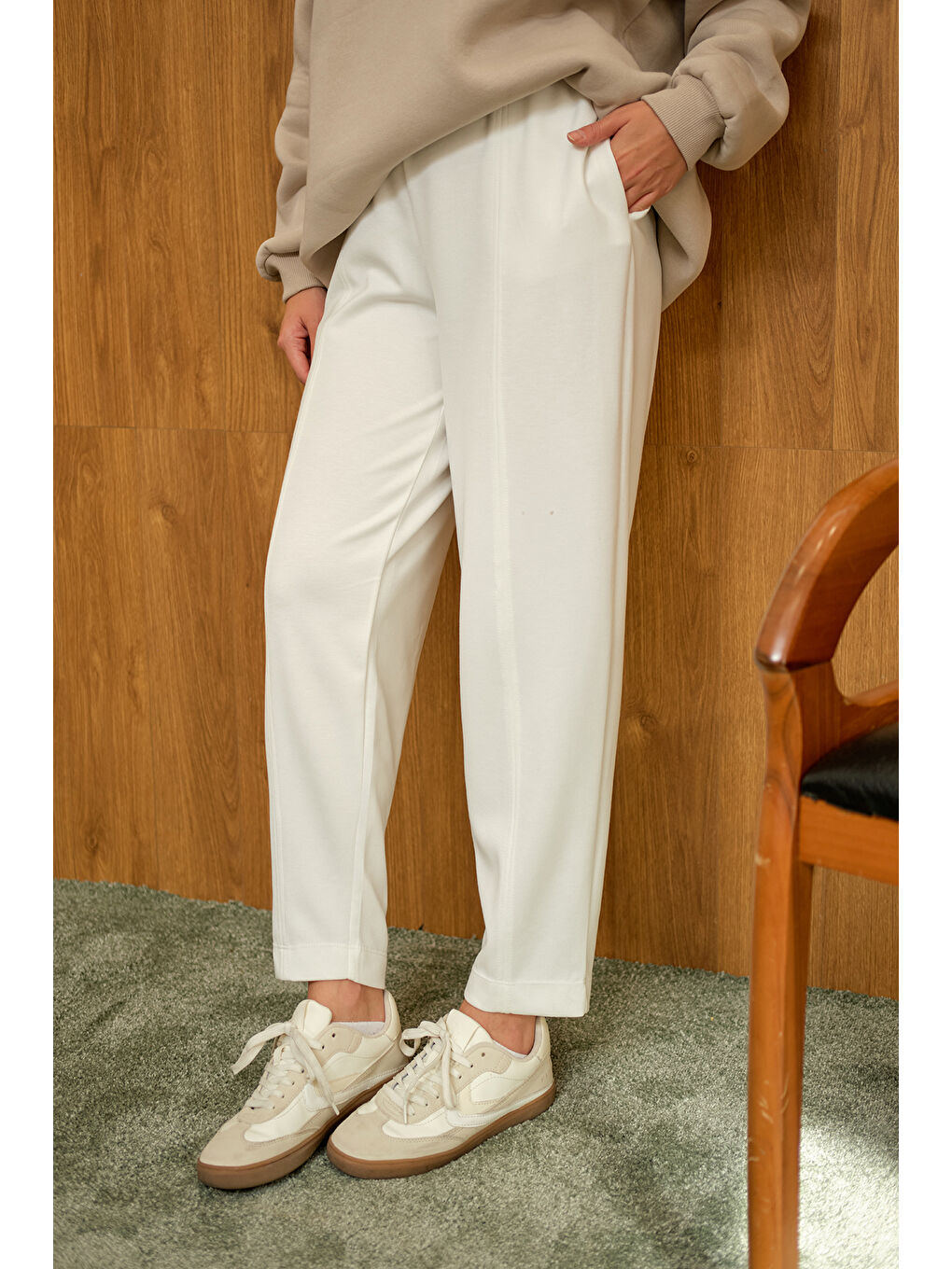 Kadın Modal Pantolon Beyaz-1