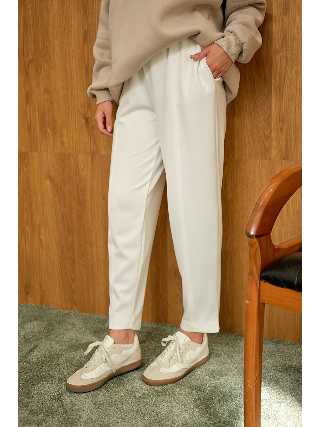 Kadın Modal Pantolon Beyaz-2