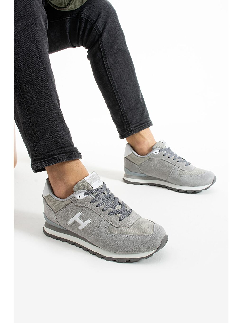 Peru Hakiki Deri Gri-Beyaz Erkek Spor Ayakkabı-2