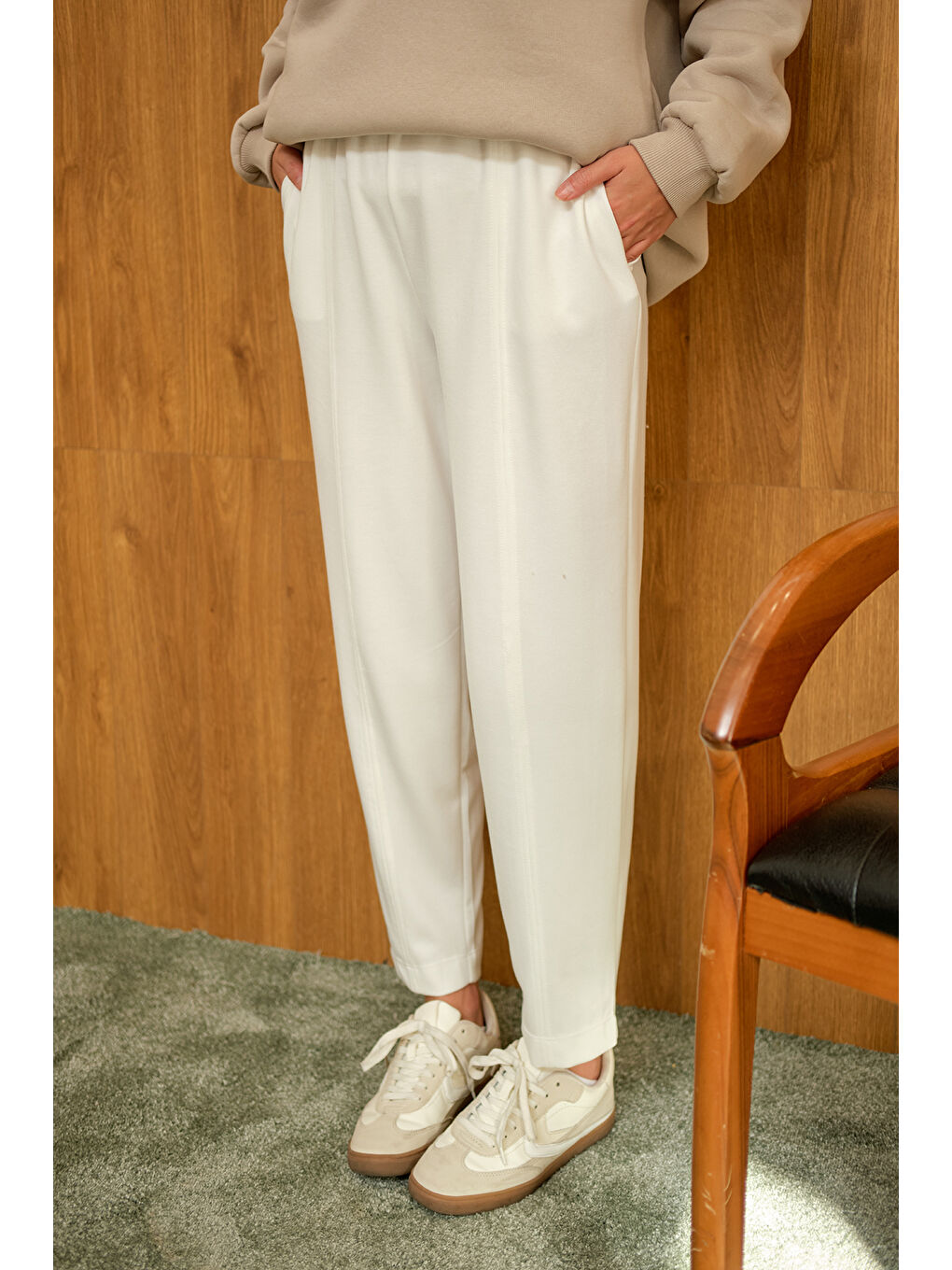 Kadın Modal Pantolon Beyaz-3