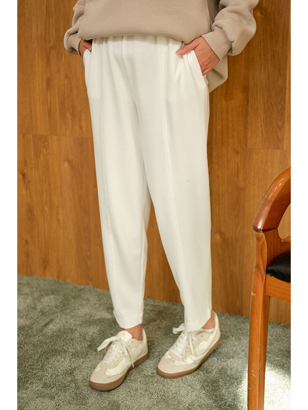 Kadın Modal Pantolon Beyaz-4