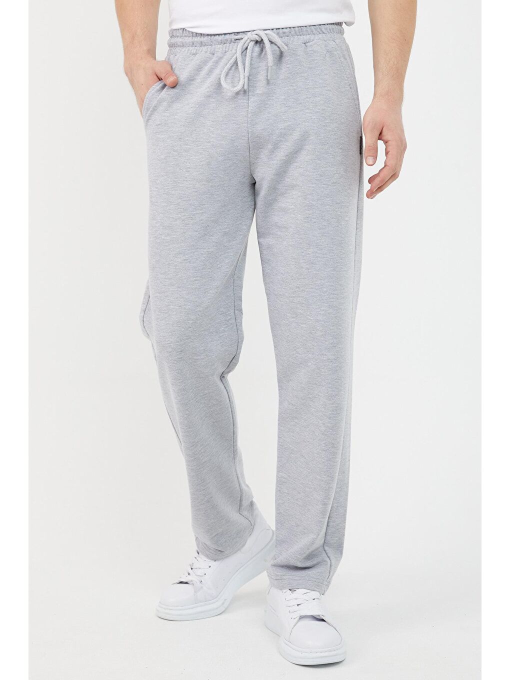 Gri Kapüşonlu Regular Fit Hırka Düz Paça Erkek Eşofman Takımı 3861-1