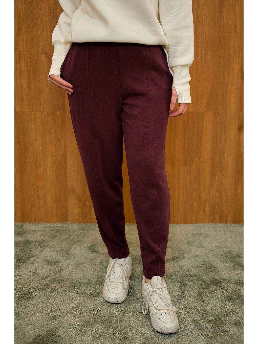 Kadın Modal Pantolon Mürdüm-3