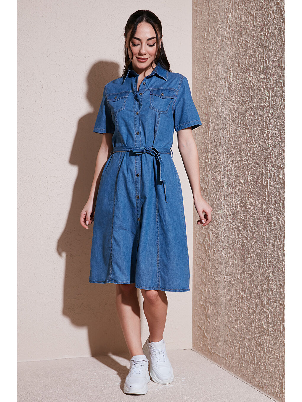 Mavi % 100 Pamuk Standart Fit Kısa Kollu Mini Boy Denim Elbise 25Y0108K1-2