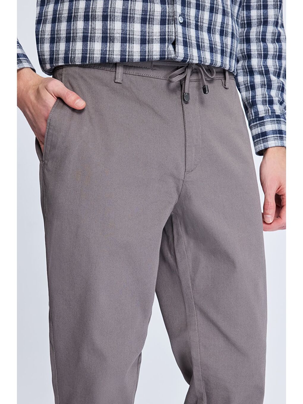 Gri Dinamik Fit Yandan Cepli Casual Jogger Pantolon-2