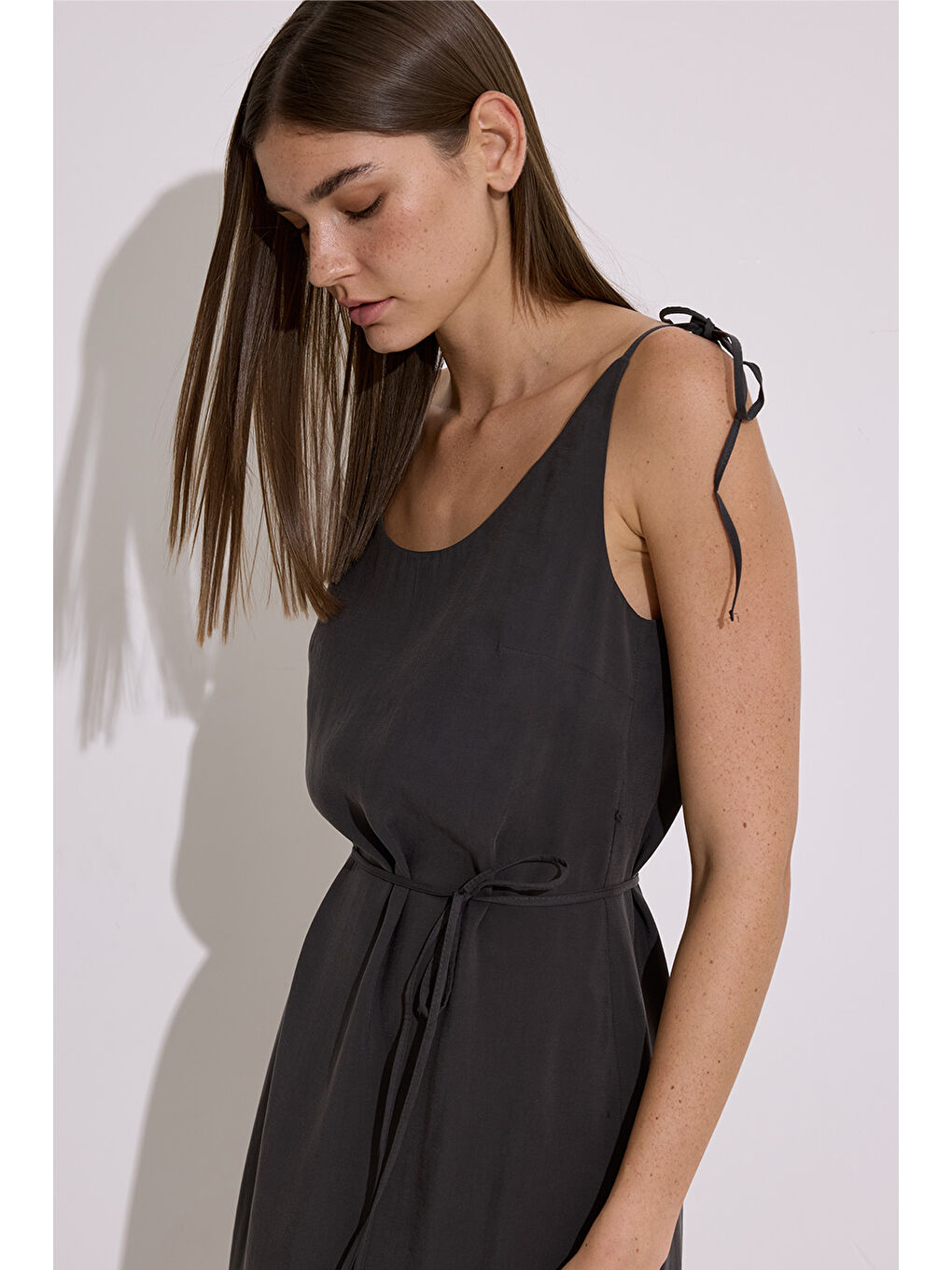 Modal Askılı Rahat Elbise Antrasit-1