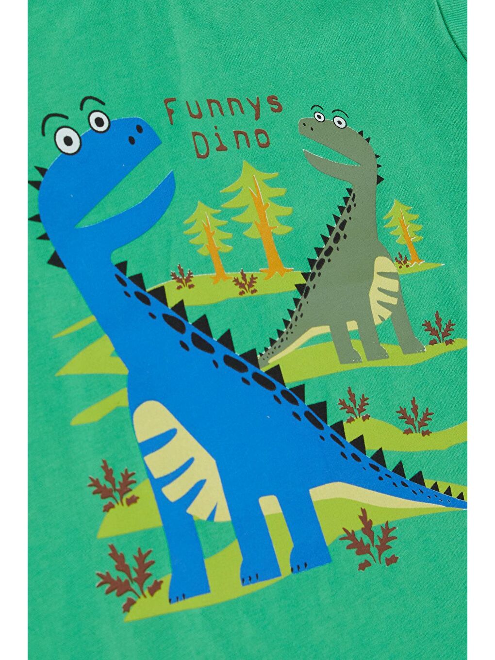 Erkek Çocuk Tişört Orman Temalı Komik Dinozorlar Baskılı Yeşil (2-6 Yaş)-3