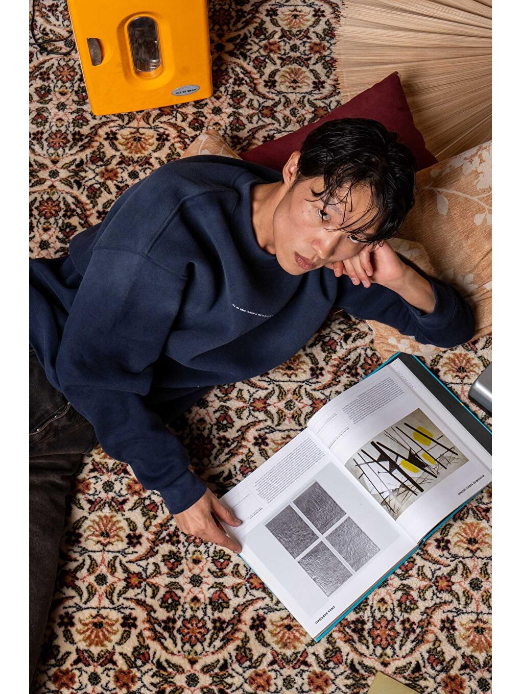 Erkek Minimal Yazı Detaylı Yıkamalı Sweatshirt Lacivert-2