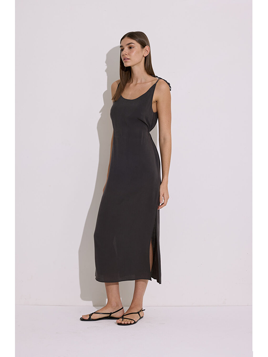 Modal Askılı Rahat Elbise Antrasit-5